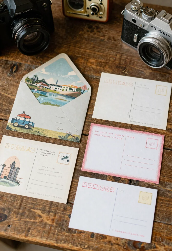 18 Romantic Wedding Invitations Ideas With Soft Elegance - 9. Vintage Postcard Style 1