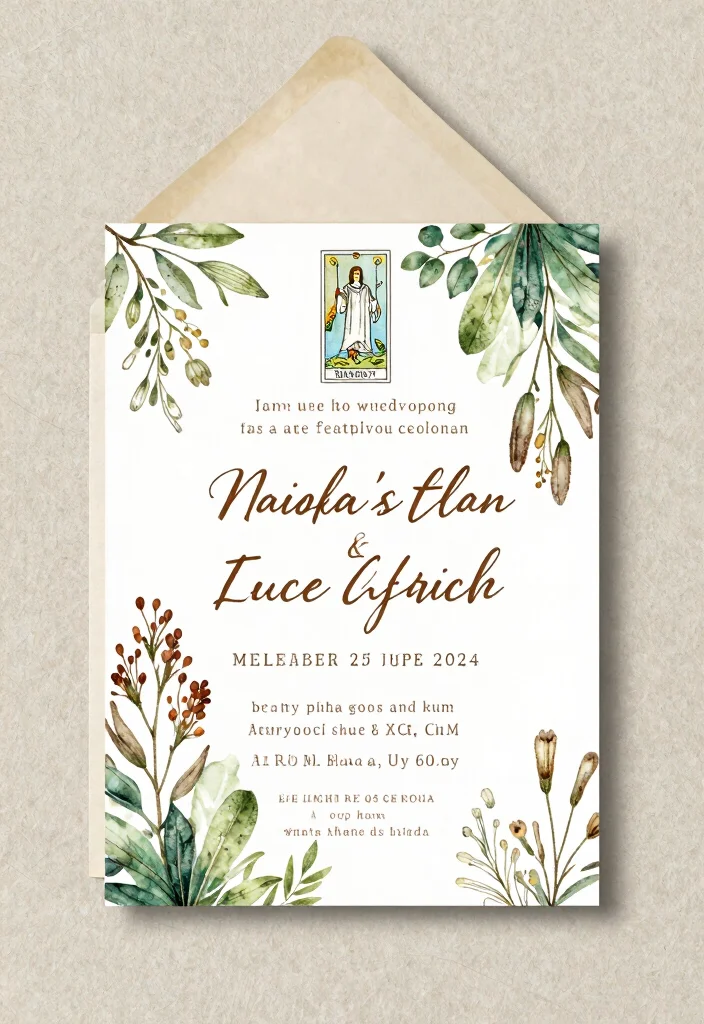 18 Tarot Wedding Invitations Ideas With Mystical Vibes - 13. Tarot Infused with Nature 1