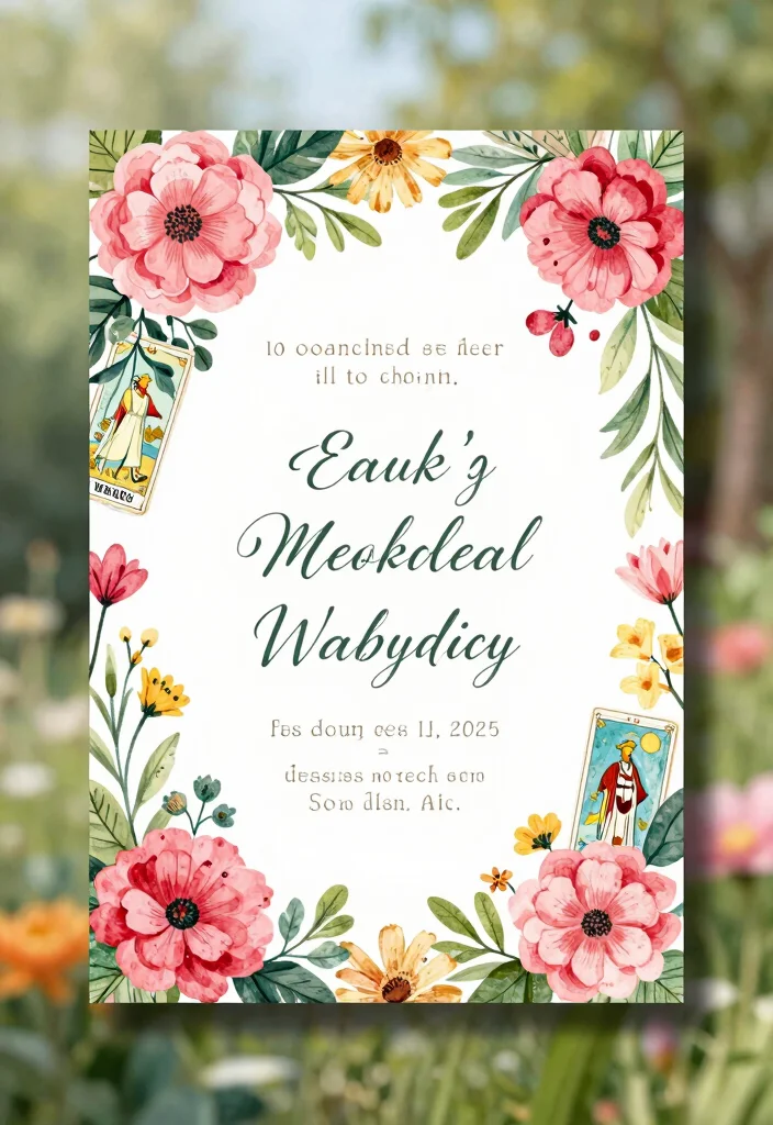 18 Tarot Wedding Invitations Ideas With Mystical Vibes - 6. Whimsical Floral Tarot 1