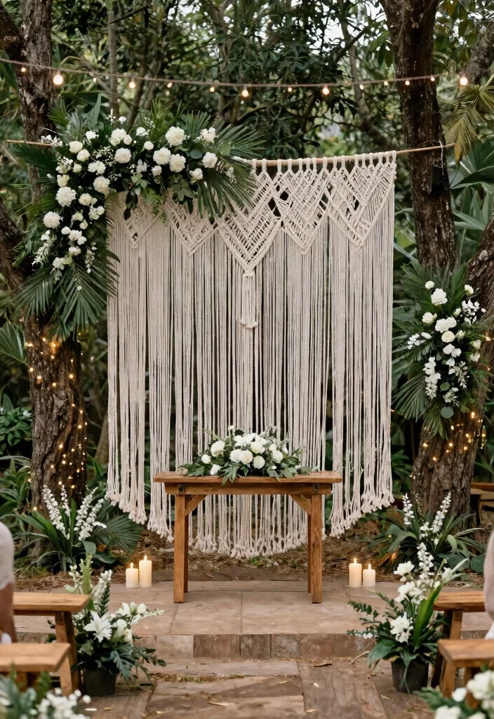 18 Wedding Backdrop Outdoor Ideas With Natural Romance - 7. Macramé Magic 1