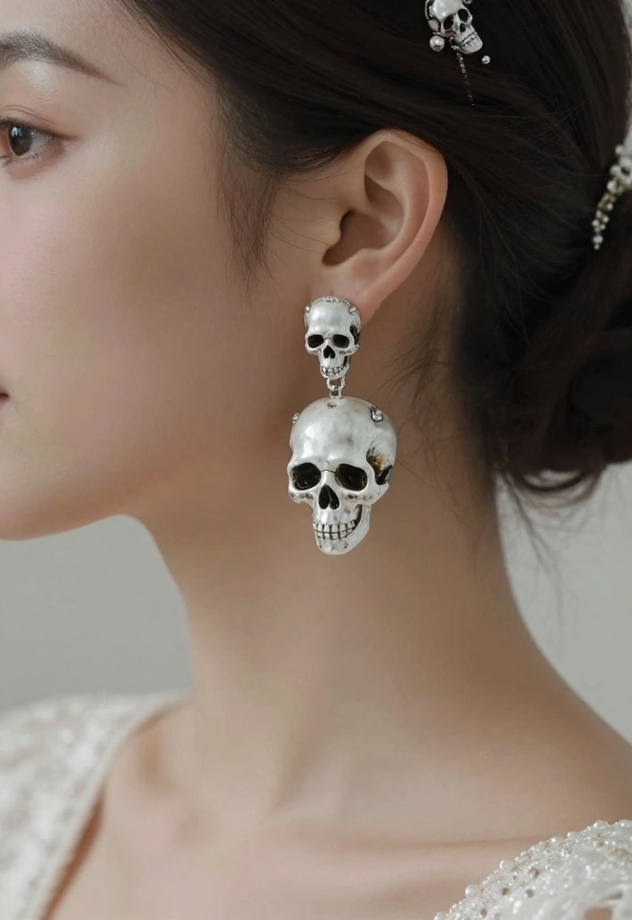 10 Skull Wedding Decorations That Balance Edge and Elegance - 5. Skull-Inspired Bridal Accessories 1
