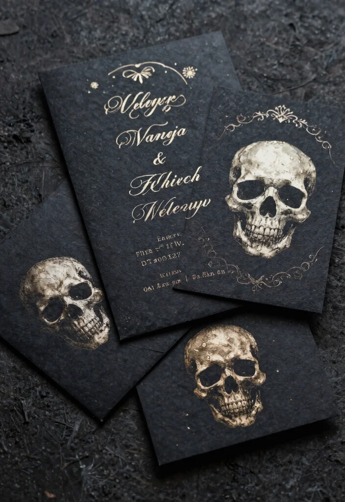 10 Skull Wedding Decorations That Balance Edge and Elegance - 6. Edgy Wedding Invitations 1