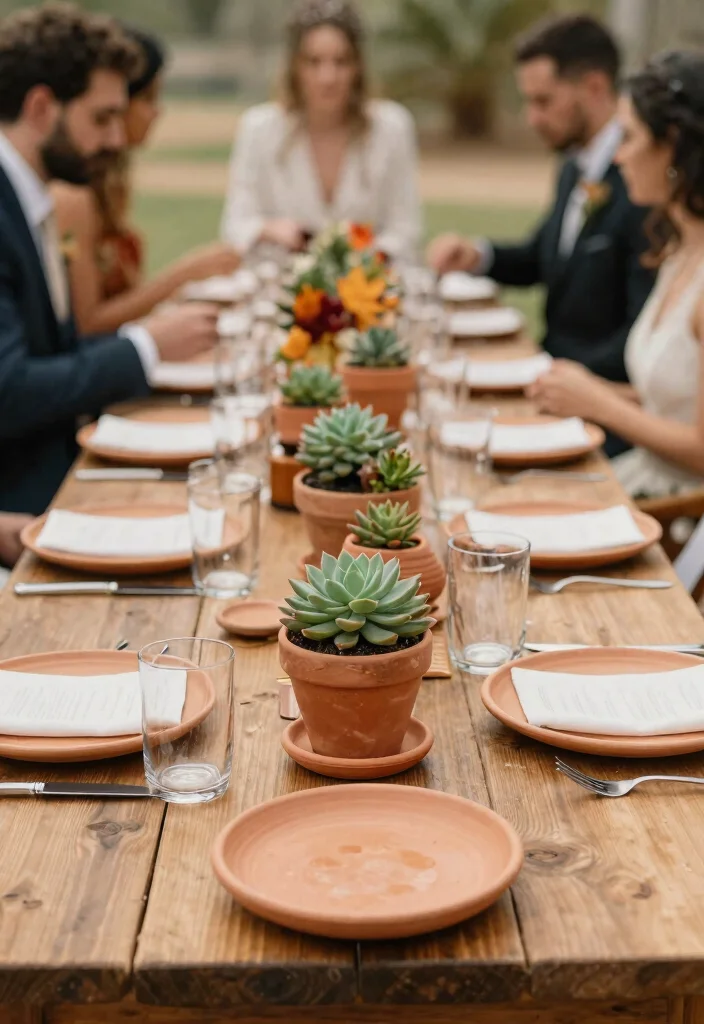12 Autumn Wedding Table Decor Ideas That Won't Wilt or Brown - 11. Terracotta Accents 1