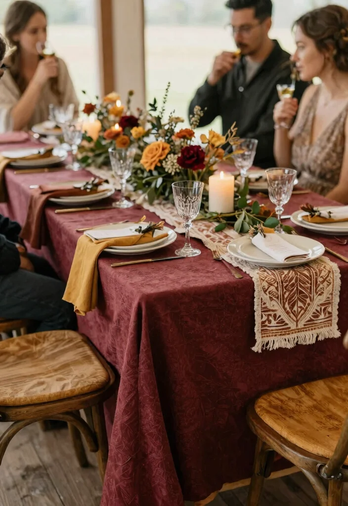 12 Autumn Wedding Table Decor Ideas That Won't Wilt or Brown - 3. Sustainable Table Linens 1