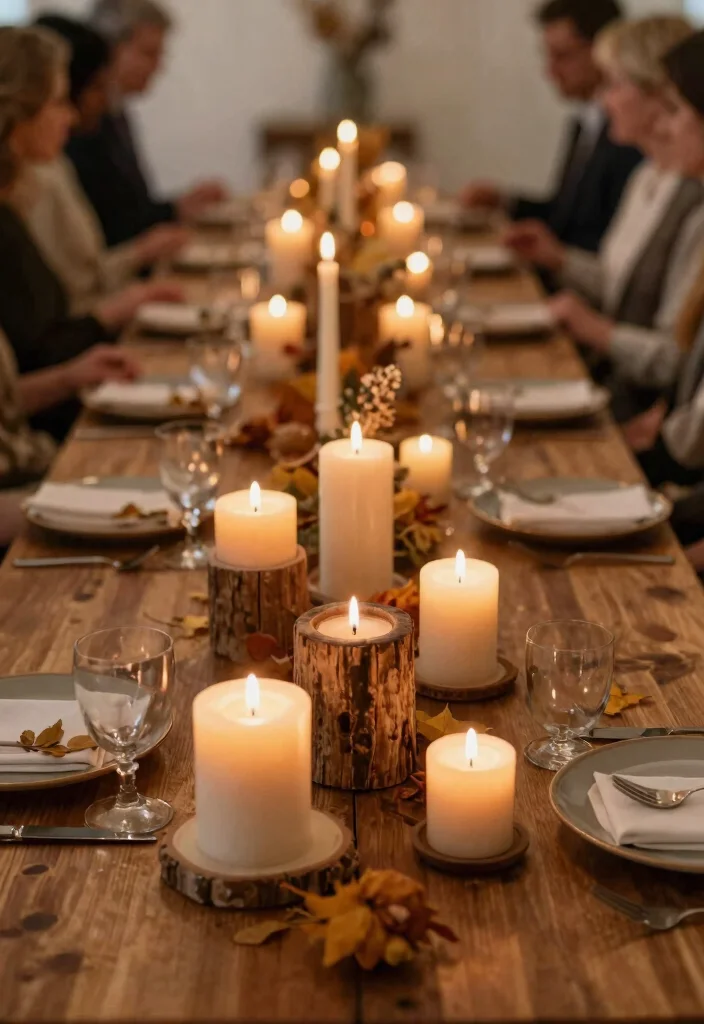 12 Autumn Wedding Table Decor Ideas That Won't Wilt or Brown - 5. Eco-Friendly Candles 1