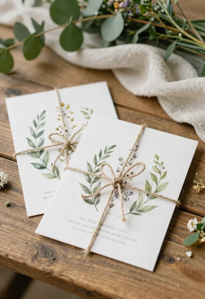 12 Botanical Wedding Invitations That Print Clear Not Blurry 45 12 Botanical Wedding Invitations That Print Clear Not Blurry - 5. Rustic Charm with Twine and Wood 1