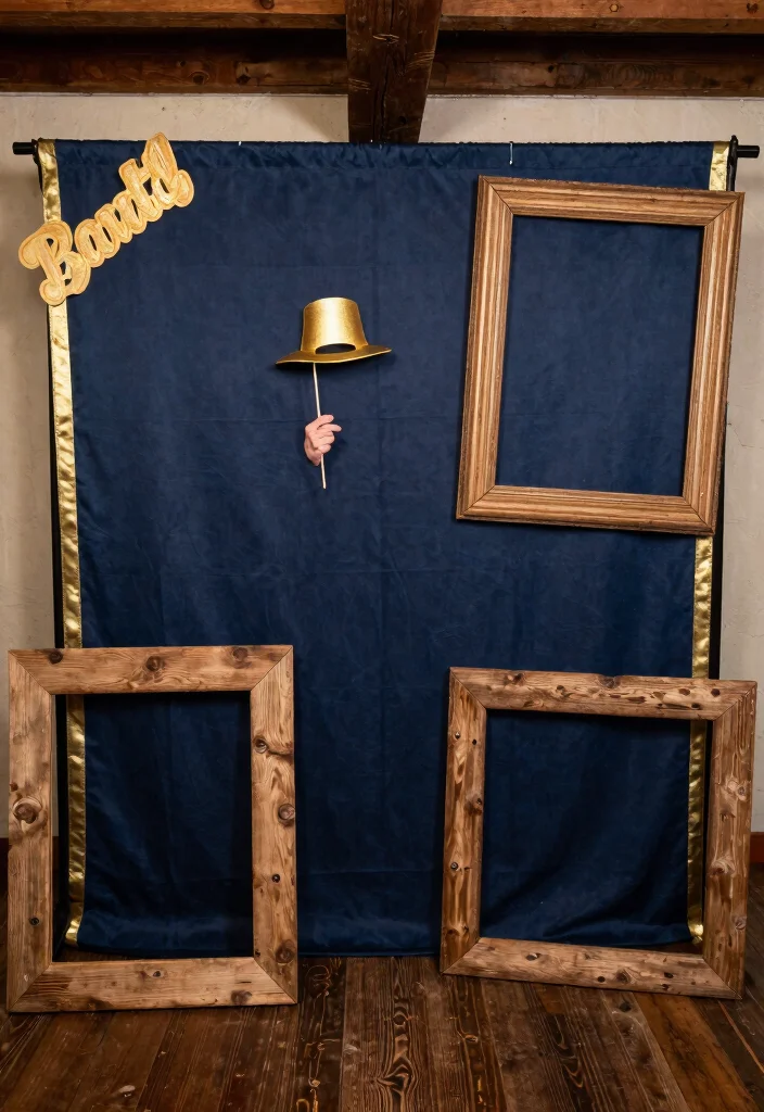 12 Navy Wedding Decorations That Pair With Gold Metallics 51 12 Navy Wedding Decorations That Pair With Gold Metallics - 11. Navy and Gold Photo Booth Backdrop 1