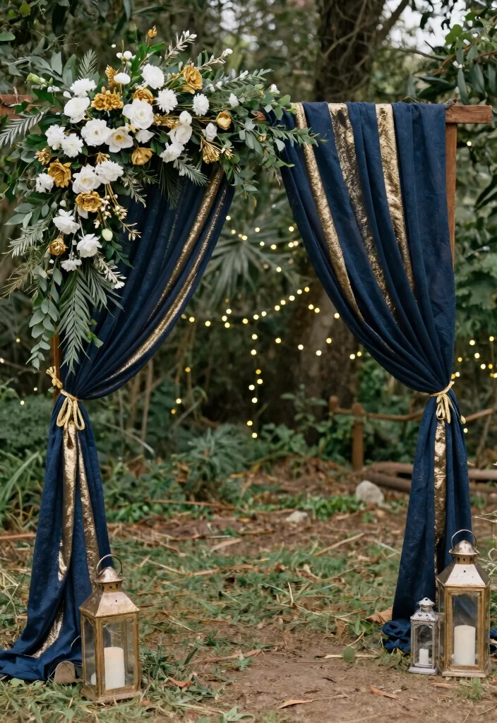 12 Navy Wedding Decorations That Pair With Gold Metallics 12 12 Navy Wedding Decorations That Pair With Gold Metallics - 2. Navy and Gold Wedding Arches 1