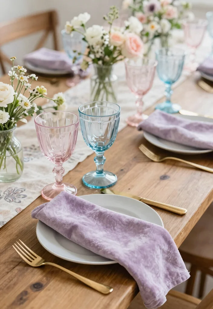 12 Spring Wedding Table Decor That Coordinates Without Looking Easter 12 12 Spring Wedding Table Decor That Coordinates Without Looking Easter - 2. Pastel Glassware and Cutlery 1