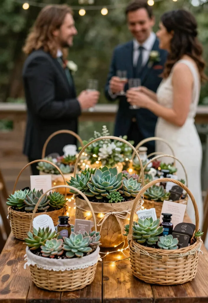 12 Succulent Wedding Favors That Guests Take Home and Keep Alive - 12. Succulent Gift Baskets 1