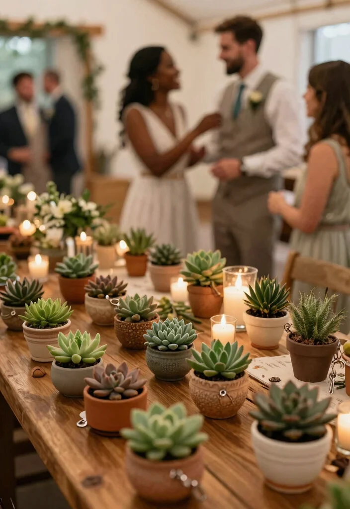 12 Succulent Wedding Favors That Guests Take Home and Keep Alive - 7. Succulent Keychains 1