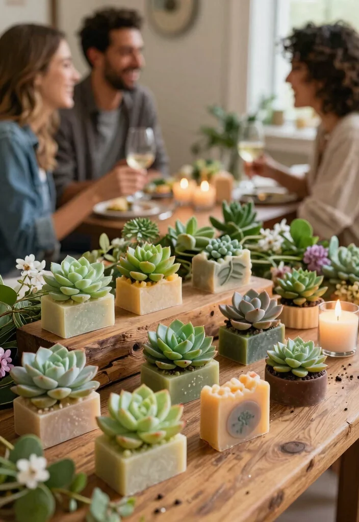 12 Succulent Wedding Favors That Guests Take Home and Keep Alive - 9. Succulent-Themed Soap 1
