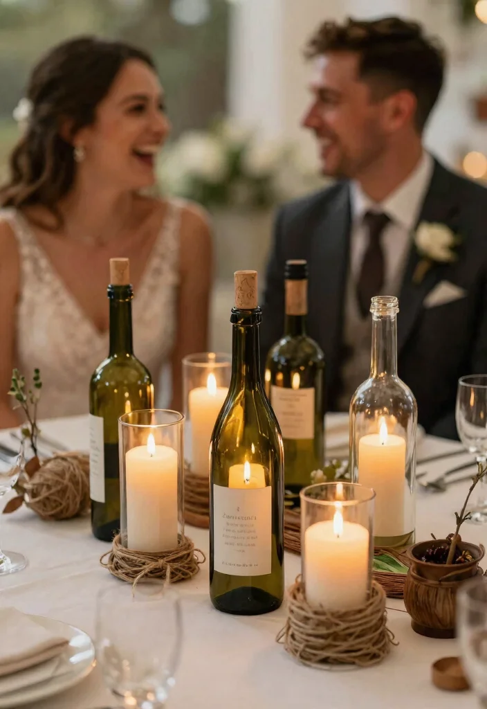 12 Wedding Table Candle Centerpieces That Burn All Night 36 12 Wedding Table Candle Centerpieces That Burn All Night - 6. Recycled Wine Bottle Candles 1