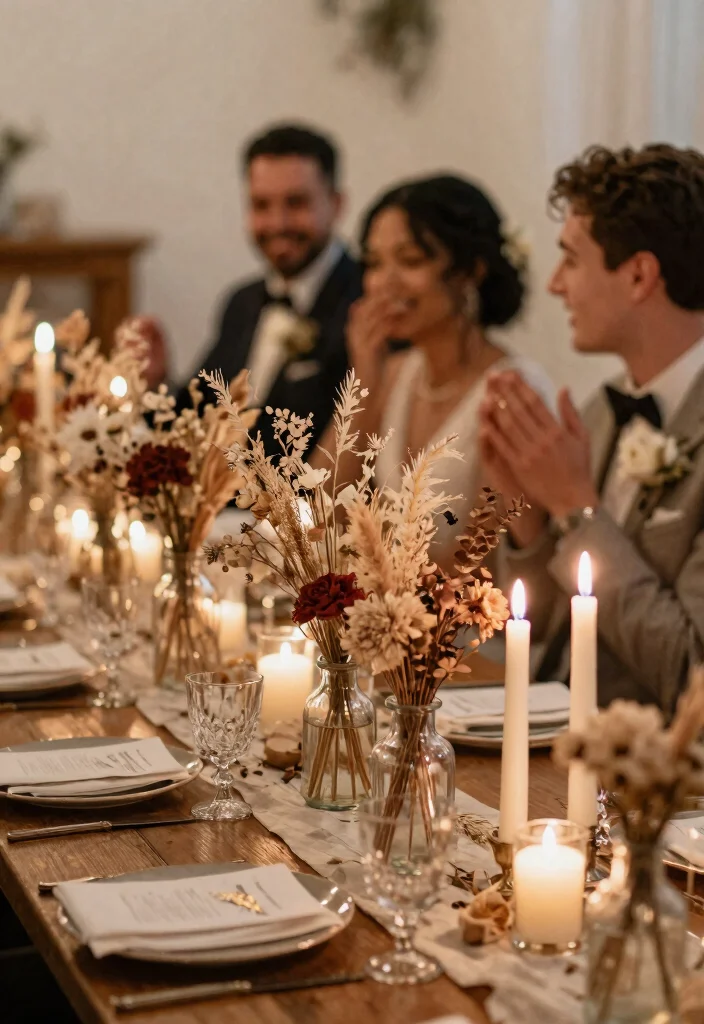 12 Wedding Table Candle Centerpieces That Burn All Night 48 12 Wedding Table Candle Centerpieces That Burn All Night - 8. Dried Flower and Candle Arrangements 1
