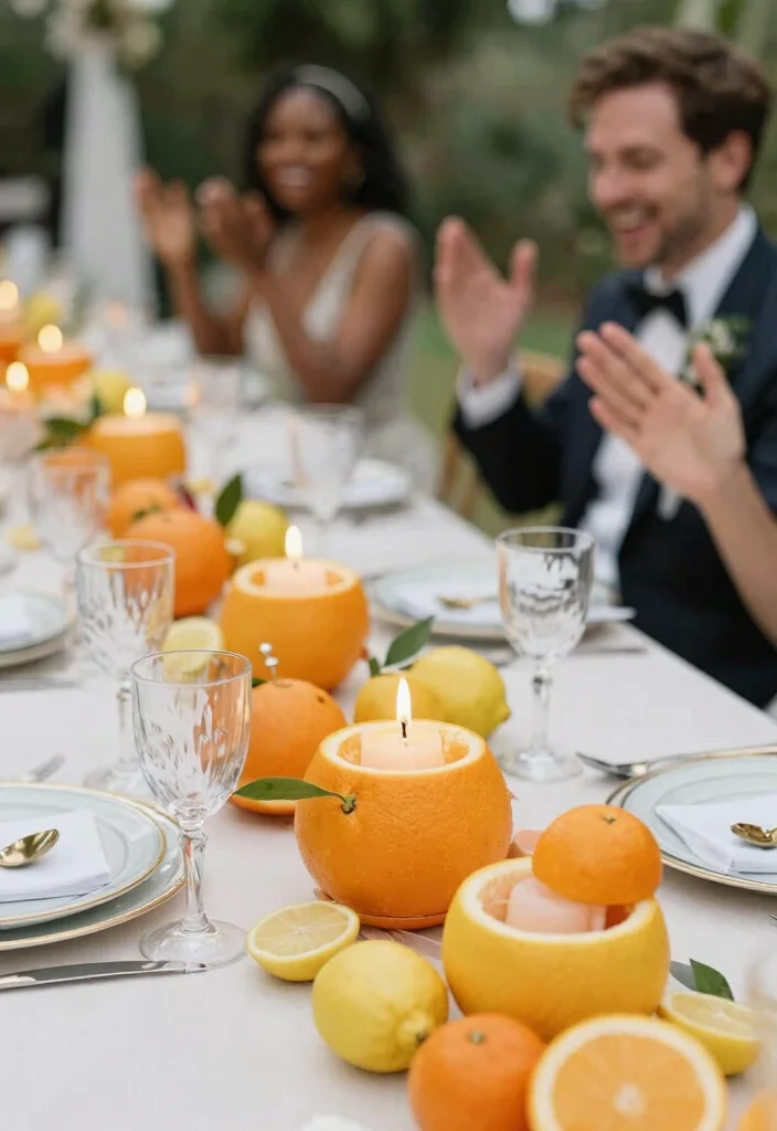 12 Wedding Table Candle Centerpieces That Burn All Night 49 12 Wedding Table Candle Centerpieces That Burn All Night - 9. Candles in Fruit Holders 1
