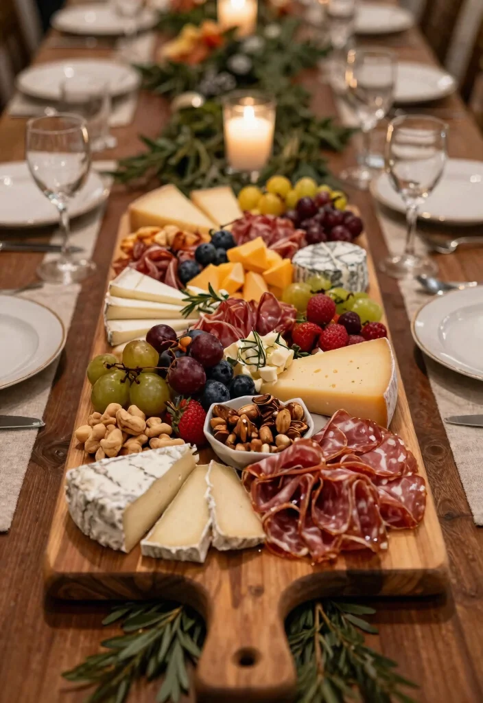 14 Christmas Wedding Table Decor That Stays Elegant Not Tacky - 11. Charcuterie Boards as Centerpieces 1