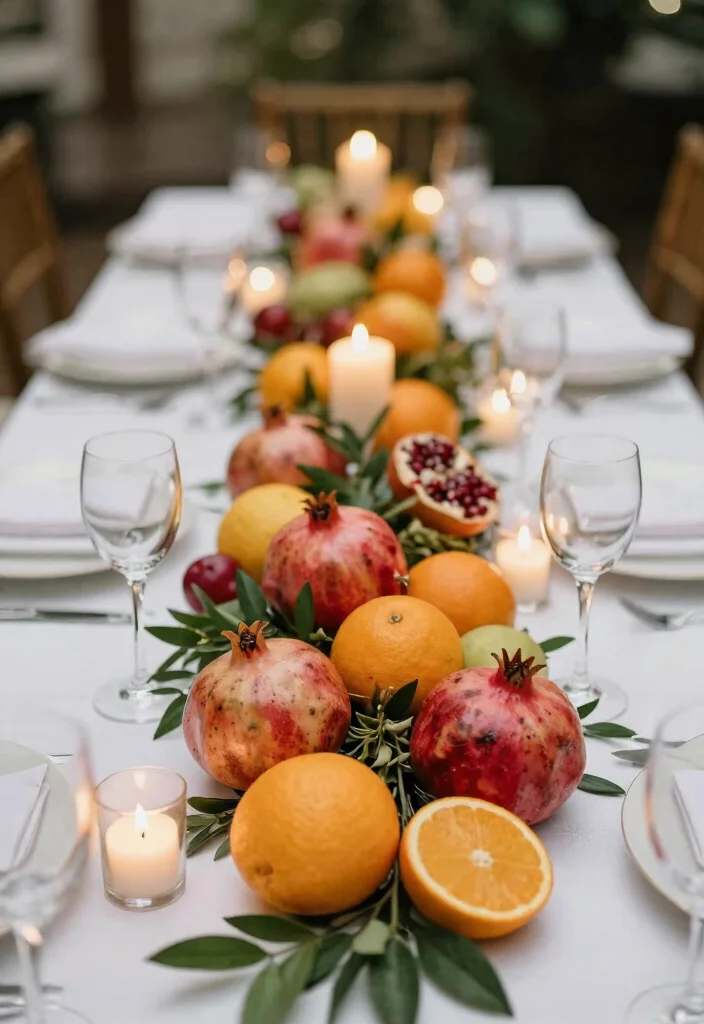 14 Christmas Wedding Table Decor That Stays Elegant Not Tacky - 14. Seasonal Fruit Accents 1