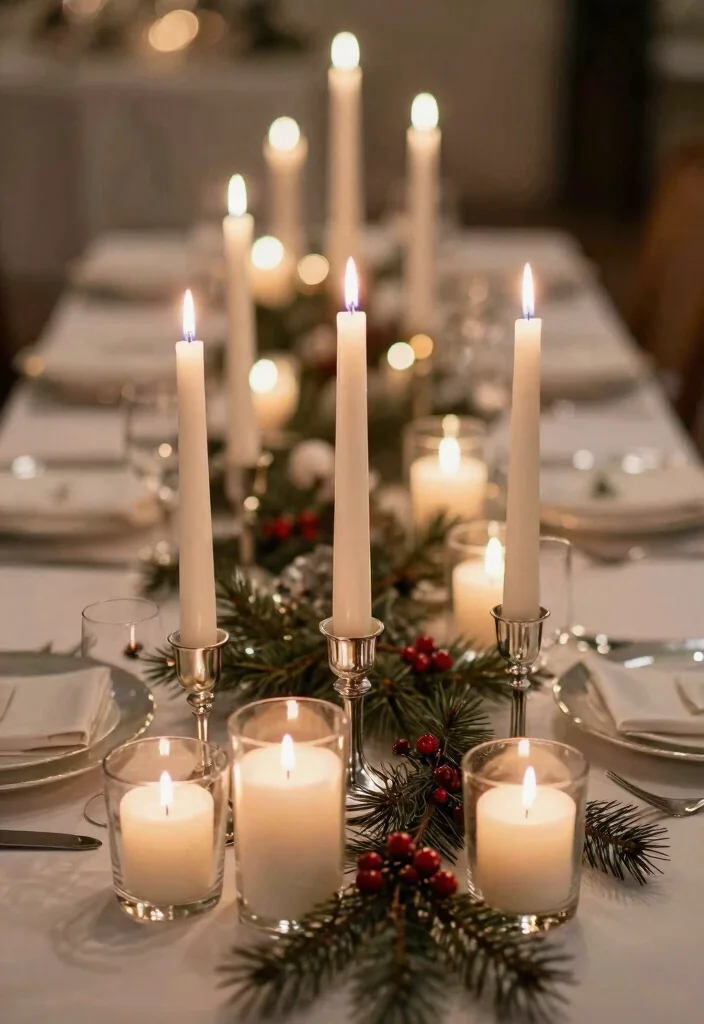 14 Christmas Wedding Table Decor That Stays Elegant Not Tacky - 3. Sophisticated Candle Displays 1