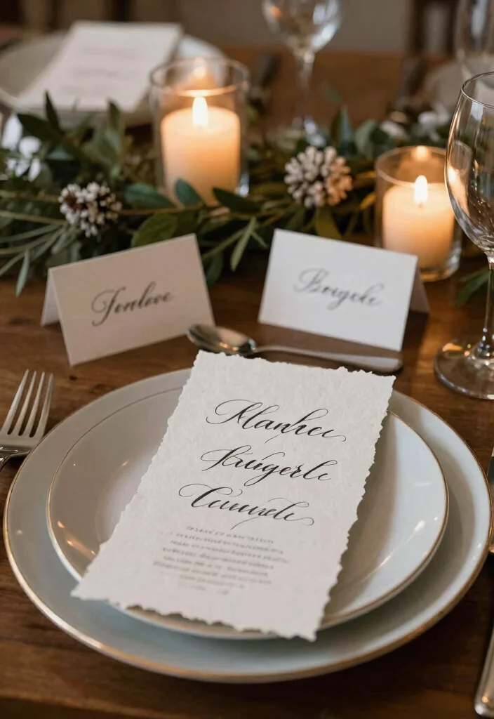 14 Christmas Wedding Table Decor That Stays Elegant Not Tacky - 4. Custom Place Cards 1