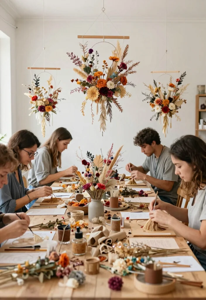 14 DIY Wedding Flowers That Won't Wilt Before Your Vows - 13. Dried Floral Mobile 1
