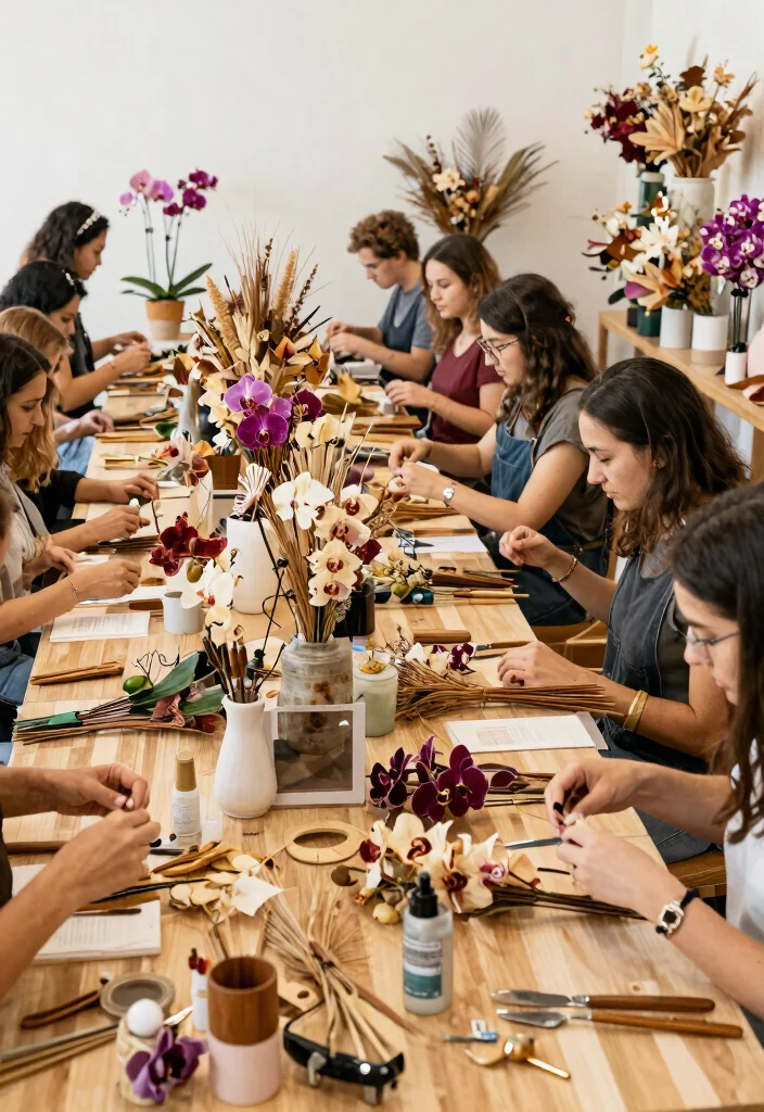 14 DIY Wedding Flowers That Won't Wilt Before Your Vows - 6. Dried Orchid Arrangements 1