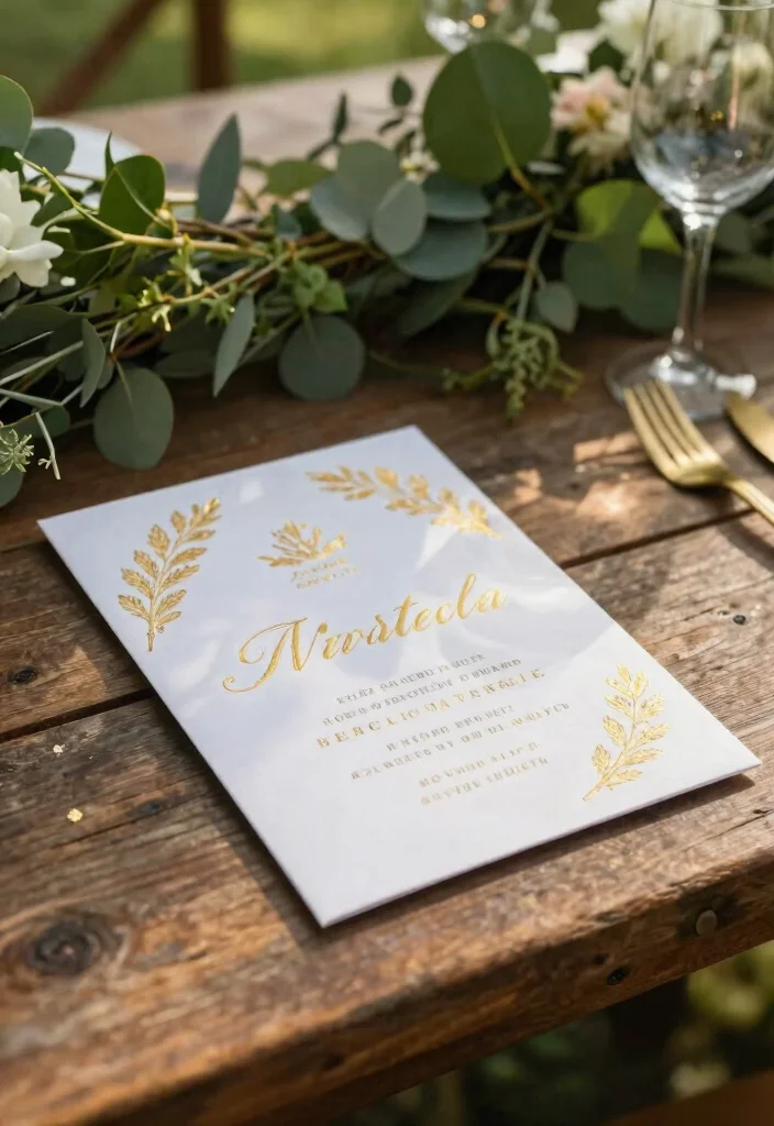 14 Garden Wedding Invitations That Won't Clash With Greenery - 14. A Touch of Gold Foil 1