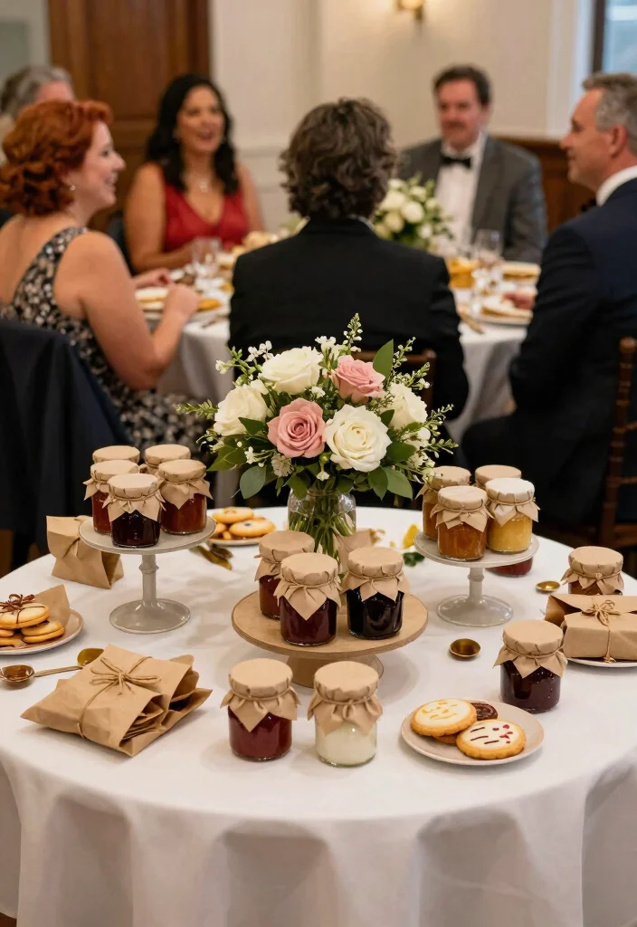 14 Simple Round Wedding Table Decorations That Stay Put All Night - 10. Edible Favors 1