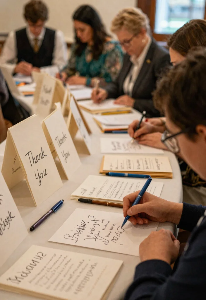 14 Wedding Gift Table Decorations That Get Guests to Leave Cards - 10. Handwritten Thank You Notes Station 1