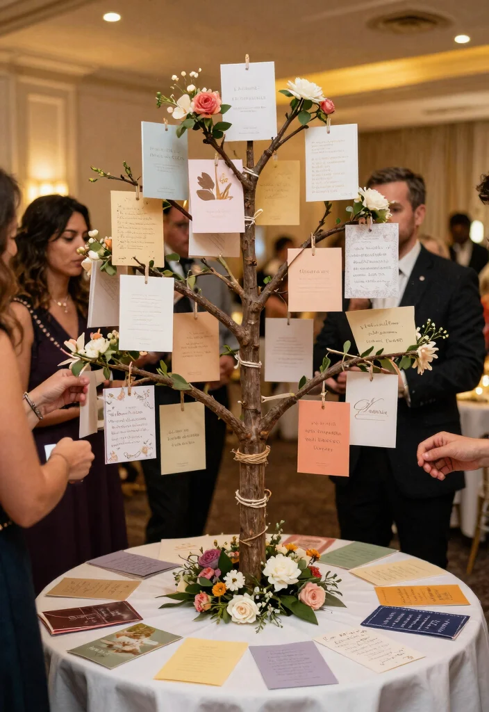 14 Wedding Gift Table Decorations That Get Guests to Leave Cards - 13. Creative Card Tree 1