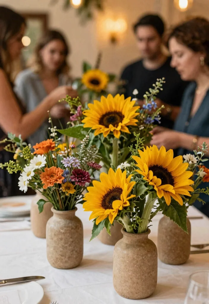 14 Wedding Gift Table Decorations That Get Guests to Leave Cards - 3. Eco-Friendly Flower Centerpieces 1