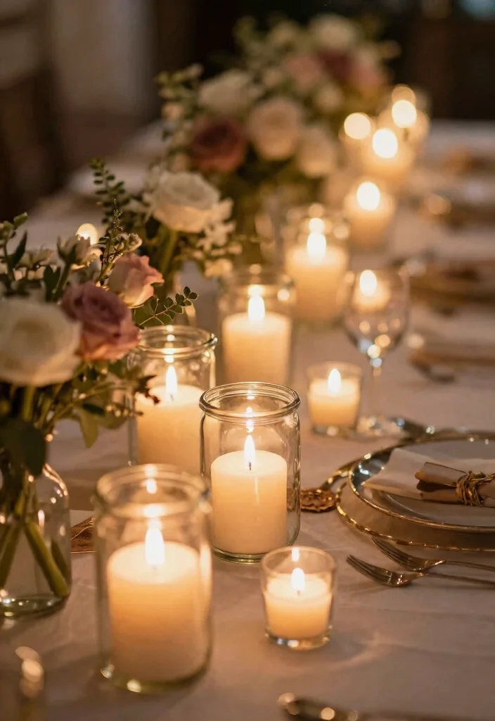 14 Wedding Table Candles That Stay Lit Through the Reception - 10. Glass Jar Candles 1