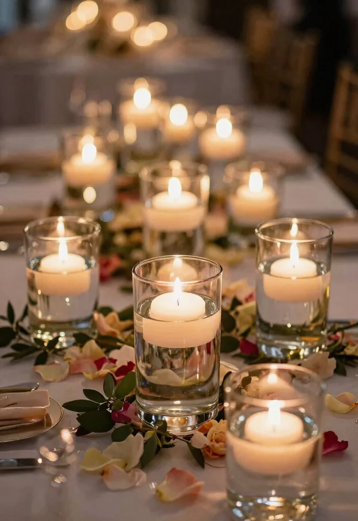 14 Wedding Table Candles That Stay Lit Through the Reception - 5. Elegant Floating Candles 1