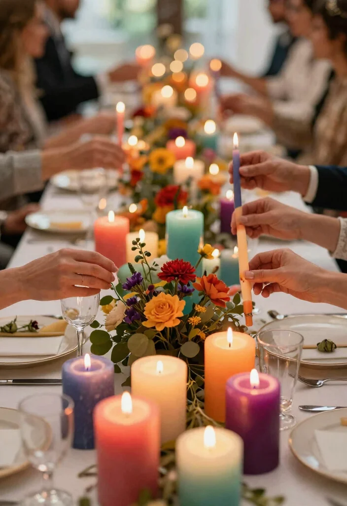 14 Wedding Table Candles That Stay Lit Through the Reception - 6. Colorful Hand-Poured Candles 1