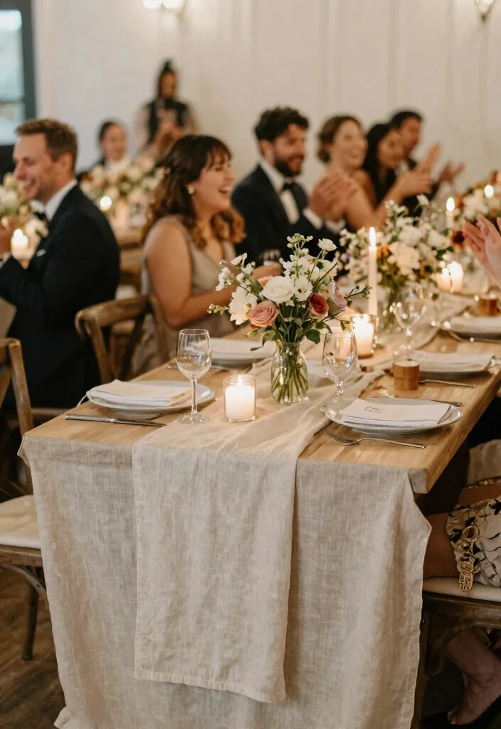 14 Wedding Table Centerpieces That Survive the Last Dance 64 14 Wedding Table Centerpieces That Survive the Last Dance - 14. Organic Cotton Table Runners with Centerpieces 1