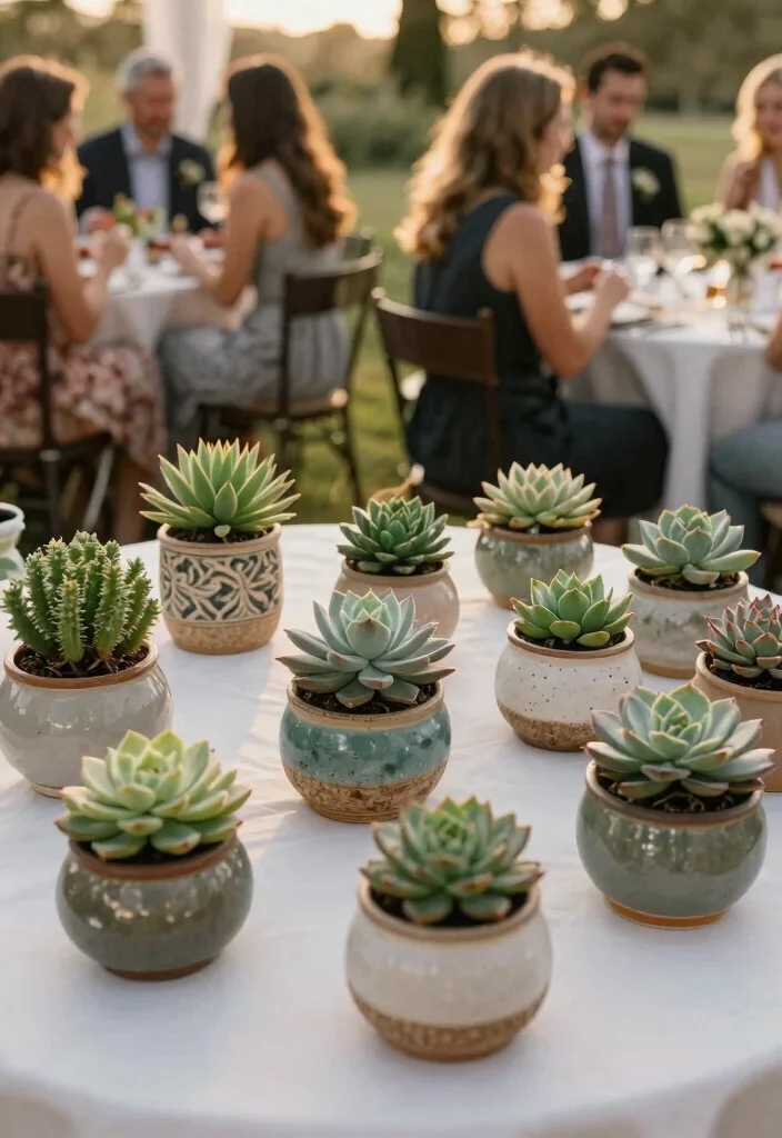 14 Wedding Table Centerpieces That Survive the Last Dance 12 14 Wedding Table Centerpieces That Survive the Last Dance - 2. Potted Succulents as Lasting Keepsakes 1