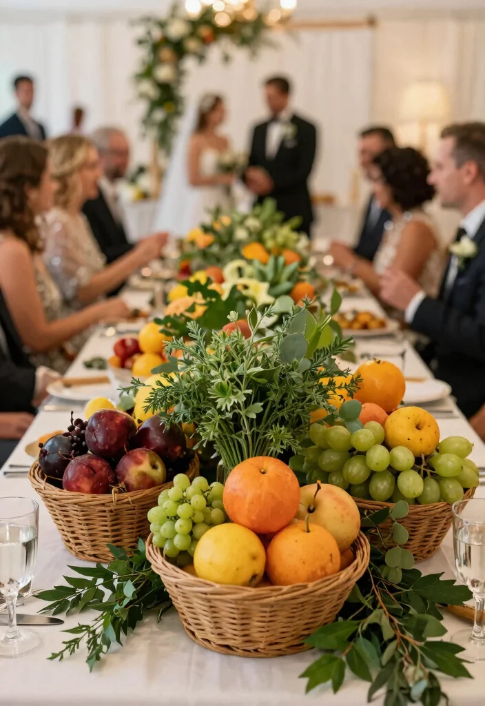 14 Wedding Table Centerpieces That Survive the Last Dance 24 14 Wedding Table Centerpieces That Survive the Last Dance - 4. Edible Centerpieces: Fruits and Herbs 1