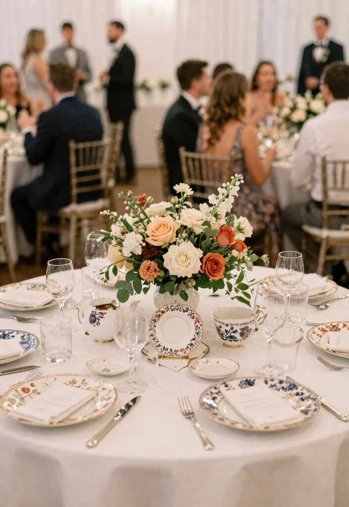 14 Wedding Table Centerpieces That Survive the Last Dance 49 14 Wedding Table Centerpieces That Survive the Last Dance - 9. Vintage China Centerpieces 1