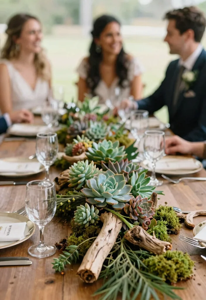 14 Wedding Table Garland Ideas That Hold Through the Last Dance 3 14 Wedding Table Garland Ideas That Hold Through the Last Dance - 3. Succulent Paradise 1