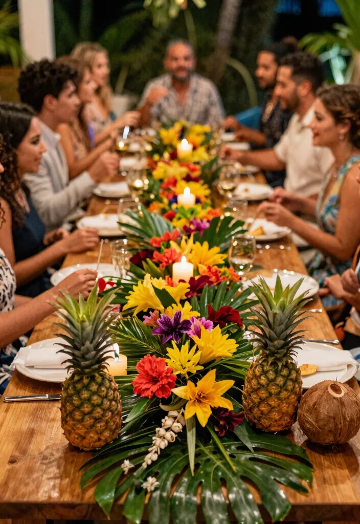 14 Wedding Table Garland Ideas That Hold Through the Last Dance 28 14 Wedding Table Garland Ideas That Hold Through the Last Dance - 8. Tropical Paradise 1