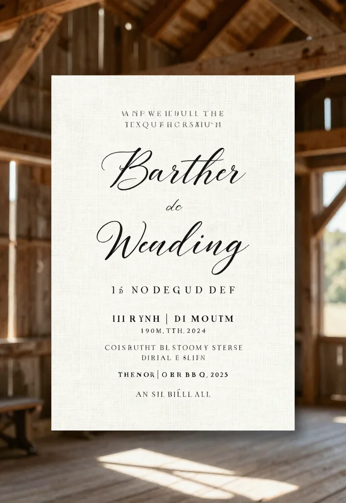 15 Barn Wedding Invitations That Work for Formal Guests Too 23 15 Barn Wedding Invitations That Work for Formal Guests Too - 3. Elegant Typography 1
