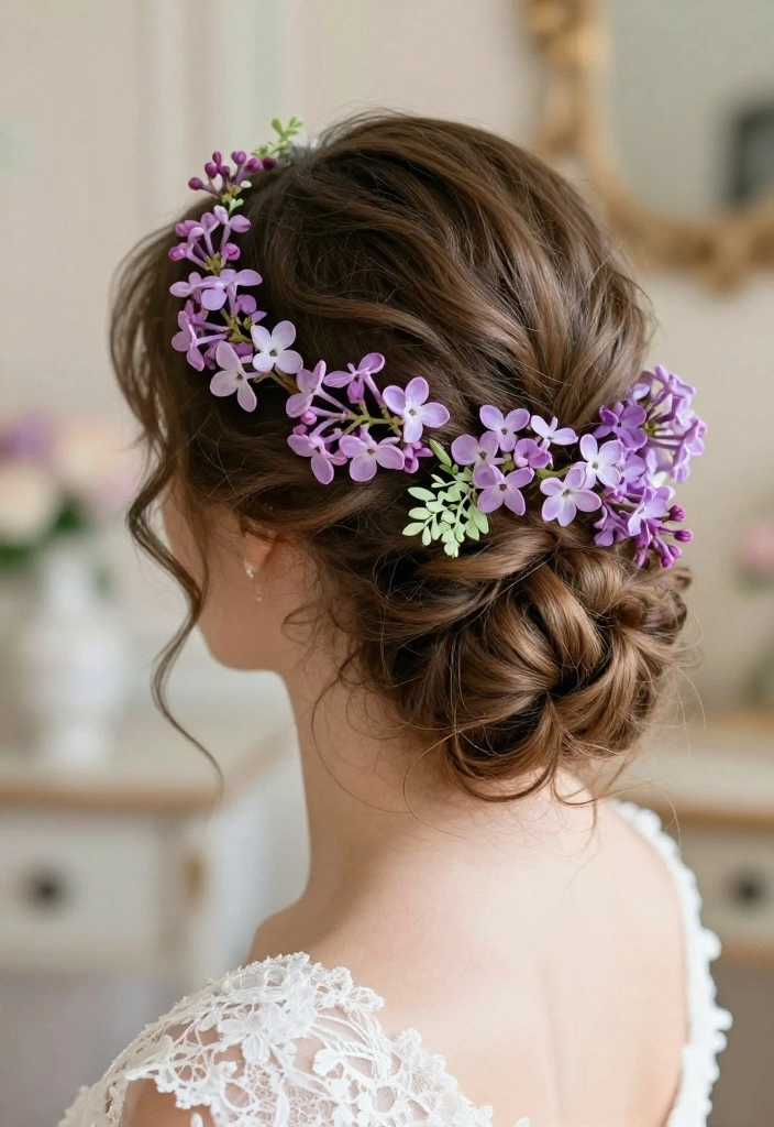 15 Lilac Wedding Decorations That Don't Look Washed Out in Photos - 12. Lilac Floral Hair Accessories 1