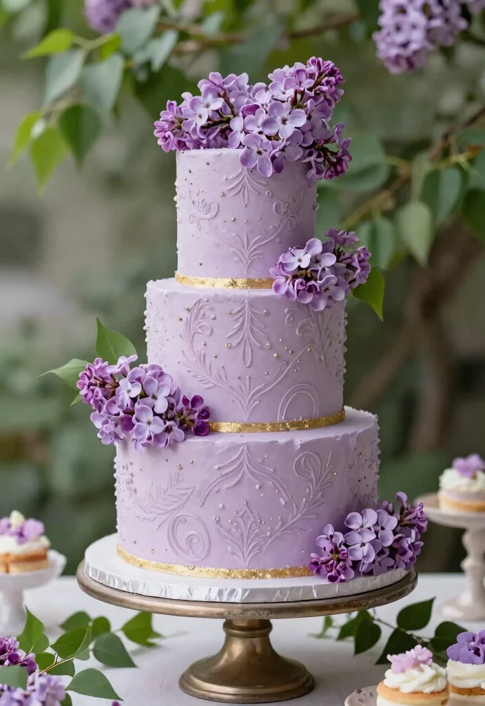 15 Lilac Wedding Decorations That Don't Look Washed Out in Photos - 7. Lilac-Themed Cake Designs 1
