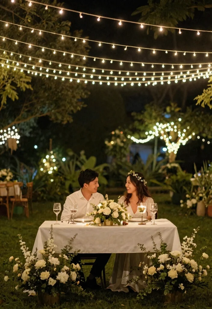 15 Sweetheart Table Wedding Decor Ideas That Don't Block Guest Views 51 15 Sweetheart Table Wedding Decor Ideas That Don't Block Guest Views - 11. String Lights for Romantic Ambiance 1
