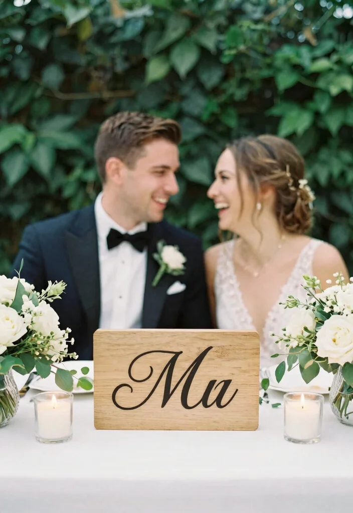 15 Sweetheart Table Wedding Decor Ideas That Don't Block Guest Views 34 15 Sweetheart Table Wedding Decor Ideas That Don't Block Guest Views - 4. Personal Touch with Monograms 1