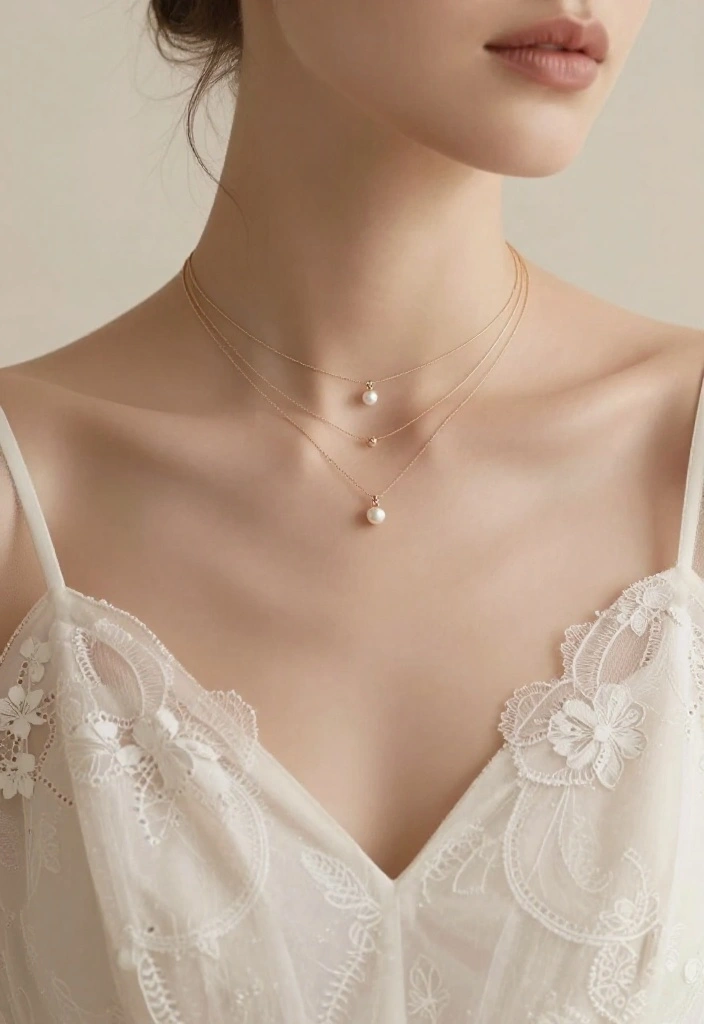 15 Wedding Dress Accessories Jewelry That Won't Look Too Busy 63 15 Wedding Dress Accessories Jewelry That Won't Look Too Busy - 13. Thin Layered Necklaces 1