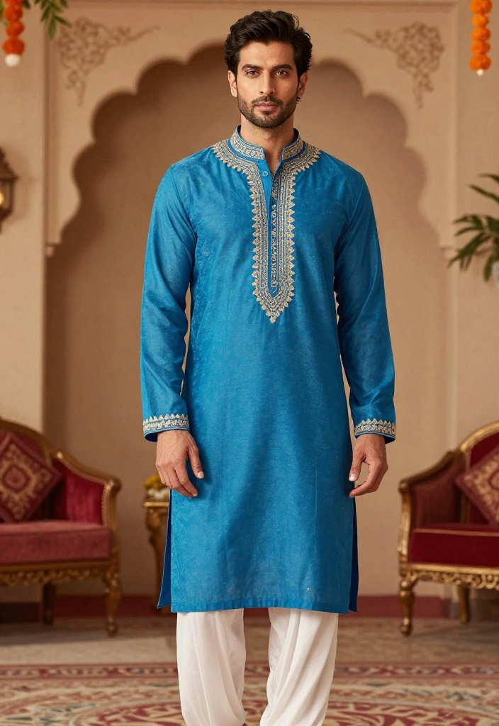 15 Wedding Guest Outfit Indian Ideas for Non-Indian Guests - 5. Traditional Kurta with a Modern Twist 1